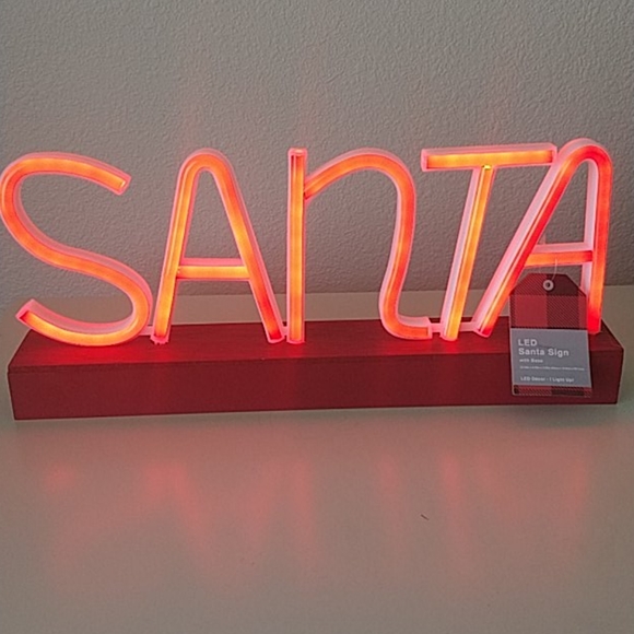 LED Santa Sign With Base - Picture 2 of 5